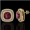 Image 2 : 4.55 ctw Garnet & Micro Pave VS/SI Diamond Earrings 18k Yellow Gold - REF-104G9W