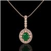 Image 2 : 4.67 ctw Certified Emerald & Diamond Victorian Necklace 14K Rose Gold - REF-139N8F