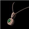 Image 3 : 4.67 ctw Certified Emerald & Diamond Victorian Necklace 14K Rose Gold - REF-139N8F