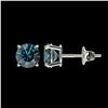 Image 2 : 1.03 ctw Certified Intense Blue Diamond Stud Earrings 10k White Gold - REF-71F2M