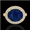 Image 2 : 4.50 ctw Sapphire & Micro Pave VS/SI Diamond Ring 18k Yellow Gold - REF-119A6N