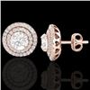 Image 2 : 2 ctw Micro Pave VS/SI Diamond Certified Stud Earrings 14k Rose Gold - REF-263M6G