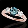 Image 1 : 1.75 ctw SI Certified Fancy Blue Diamond 3 Stone Ring 10k Rose Gold - REF-156X8A