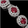 Image 3 : 49.17 ctw Certified Ruby & Diamond Victorian Bracelet 14K White Gold - REF-1369W3H