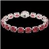 Image 2 : 65 ctw Pink Tourmaline & Micro Diamond Bracelet 14k White Gold - REF-981W8H