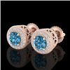 Image 1 : 1.55 ctw Fancy Intense Blue Diamond Art Deco Earrings 18k Rose Gold - REF-169M3G