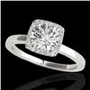 Image 1 : 1.15 ctw Certified Diamond Solitaire Halo Ring 10k White Gold - REF-190R9K