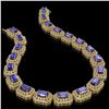 Image 2 : 50.67 ctw Tanzanite & Diamond Victorian Bracelet 14K Yellow Gold - REF-2709R3K