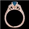 Image 2 : 1.35 ctw SI Certified Fancy Blue Diamond 3 Stone Set 10k Rose Gold - REF-130W9H