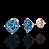 Image 2 : 2.5 ctw Fancy Intense Blue Diamond Art Deco Earrings 18k Rose Gold - REF-265W9H