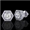 Image 2 : 1.07 ctw VS/SI Diamond Solitaire Art Deco Stud Earrings 18k White Gold - REF-218R2K