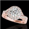 Image 1 : 1.75 ctw Certified Diamond Solitaire Halo Ring 10k Rose Gold - REF-354K5Y