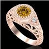 Image 1 : 1.07 ctw Intense Fancy Yellow Diamond Art Deco Ring 18k Rose Gold - REF-200W2H