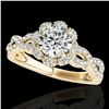 Image 1 : 1.69 ctw Certified Diamond Solitaire Halo Ring 10k Yellow Gold - REF-197F8M