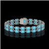 Image 3 : 21.22 ctw Turquoise & Diamond Bracelet 14K White Gold - REF-218R2K