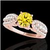 Image 1 : 1.7 ctw Certified SI/I Fancy Intense Yellow Diamond Ring 10k Rose Gold - REF-215N5F