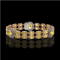 15.74 ctw Citrine & Diamond Bracelet 14K Rose Gold - REF-254H5R
