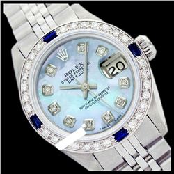 Rolex Ladies Stainless Steel, Diam Dial & Diam/Sapphire Bezel, Sapphire Crystal