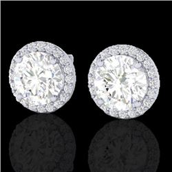 3.50 ctw Halo VS/SI Diamond Micro Pave Earrings 18k White Gold - REF-834R5K