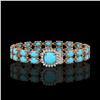 Image 1 : 13.37 ctw Turquoise & Diamond Bracelet 14K Rose Gold - REF-245G5W