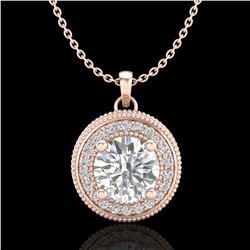 1.25 ctw VS/SI Diamond Solitaire Art Deco Stud Necklace 18k Rose Gold - REF-218X2A