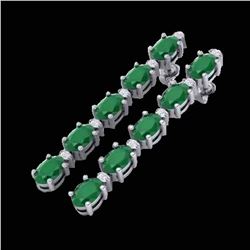 12.36 ctw Emerald & VS/SI Certified Diamond Tennis Earrings 10k White Gold - REF-93X3A