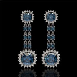 20.04 ctw London Topaz & Diamond Earrings 14K White Gold - REF-239G8W