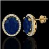Image 2 : 6 ctw Sapphire & Micro Pave VS/SI Diamond Earrings 18k Yellow Gold - REF-101Y8X