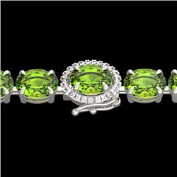 19.25 ctw Peridot & VS/SI Diamond Micro Pave Bracelet 14k White Gold - REF-154M5G