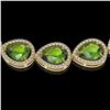 Image 3 : 33.6 ctw Peridot & Diamond Micro Pave Halo Necklace 10k Yellow Gold - REF-675G3W