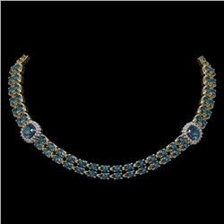 39.55 ctw London Topaz & Diamond Necklace 14K Yellow Gold - REF-527K3Y