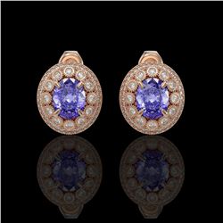 9.06 ctw Tanzanite & Diamond Victorian Earrings 14K Rose Gold - REF-286H8R