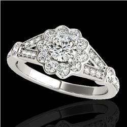 1.9 ctw Certified Diamond Solitaire Halo Ring 10k White Gold - REF-231A8N