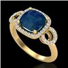 Image 2 : 3.15 ctw Sapphire & Micro VS/SI Diamond Certified Ring 18k Yellow Gold - REF-76K8Y