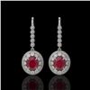 Image 1 : 9.25 ctw Certified Ruby & Diamond Victorian Earrings 14K White Gold - REF-249F6M