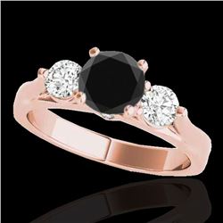 1.75 ctw Certified VS Black Diamond 3 Stone Ring 10k Rose Gold - REF-72F4M