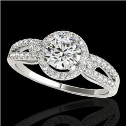 1.25 ctw Certified Diamond Solitaire Halo Ring 10k White Gold - REF-190R9K