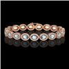 Image 1 : 11.02 ctw Aquamarine & Diamond Micro Pave Halo Bracelet 10k Rose Gold - REF-309Y3X