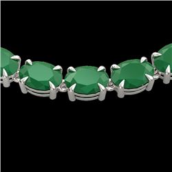 68 ctw Emerald Eternity Designer Necklace 14k White Gold - REF-418G2W