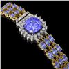 Image 2 : 27.75 ctw Tanzanite & Diamond Bracelet 14K Yellow Gold - REF-377N5F