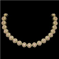 68.97 ctw Morganite & Diamond Victorian Necklace 14K Yellow Gold - REF-2349R8K