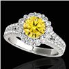 Image 1 : 2.51 ctw Certified SI/I Fancy Intense Yellow Diamond Ring 10k White Gold - REF-347R8K