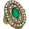 Image 1 : Emerald, Diamond, Gold Ring, Russian