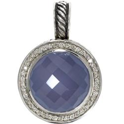 Chalcedony, Diamond, Silver Pendant, Yurman