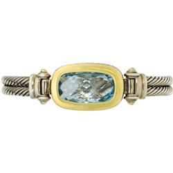 Blue Topaz Gold Sterling Silver Bracelet, Yurman