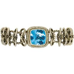 Blue Topaz, Diamond, Sterling Silver Bracelet