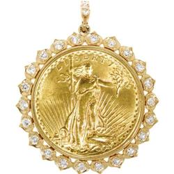 Diamond, Gold Coin, Gold Pendant