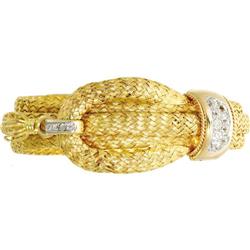 Diamond, Gold Woven Buckle Bracelet