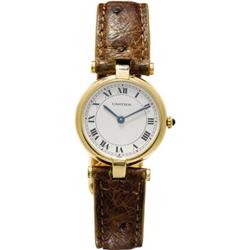 Cartier Lady's Gold, Leather Strap Watch, Modern
