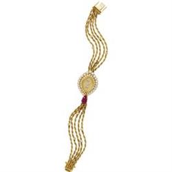 DeLaneau Lady's Diamond, Ruby, Gold Watch